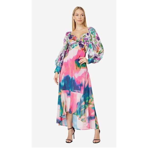 Beautiful ONE33 Social Printed Flounce Hem High-Low Dress MARP $350 NWT Size 2